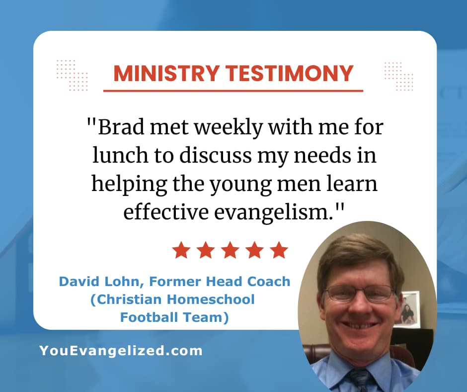 David Lohn testimony on weekly lunch meetings with Brad St. Clair to train young men in evangelism David Lohn testimony on weekly lunch meetings with Brad St. Clair to train young men in evangelism