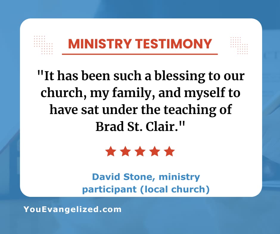 David Stone testimony on the blessing of sitting under Brad St. Clair's teaching with his church and family David Stone testimony on the blessing of sitting under Brad St. Clair's teaching with his church and family