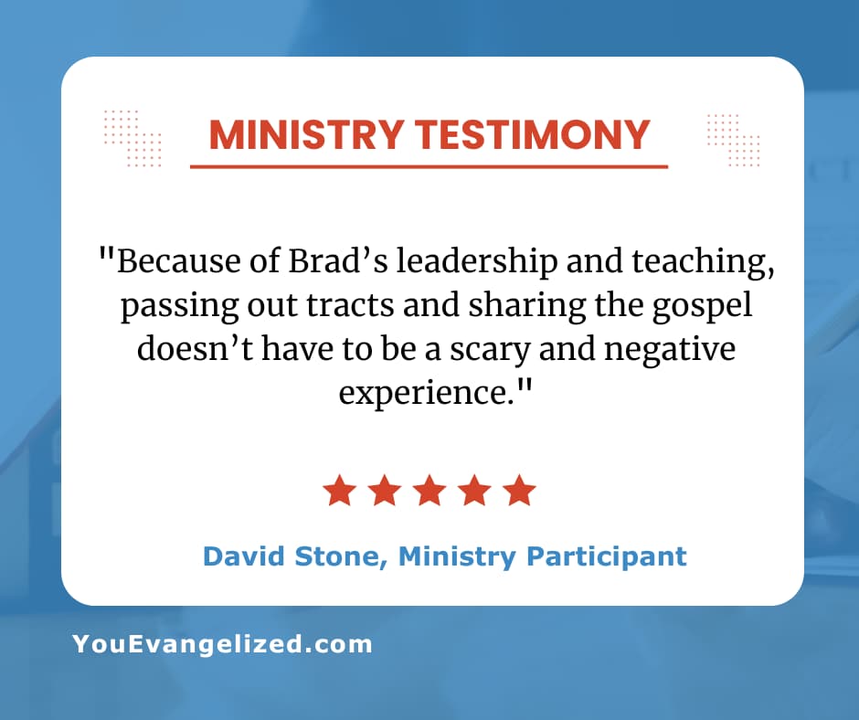 David Stone testimony on Brad St. Clair's teaching removing the fear from sharing the gospel David Stone testimony on Brad St. Clair's teaching removing the fear from sharing the gospel
