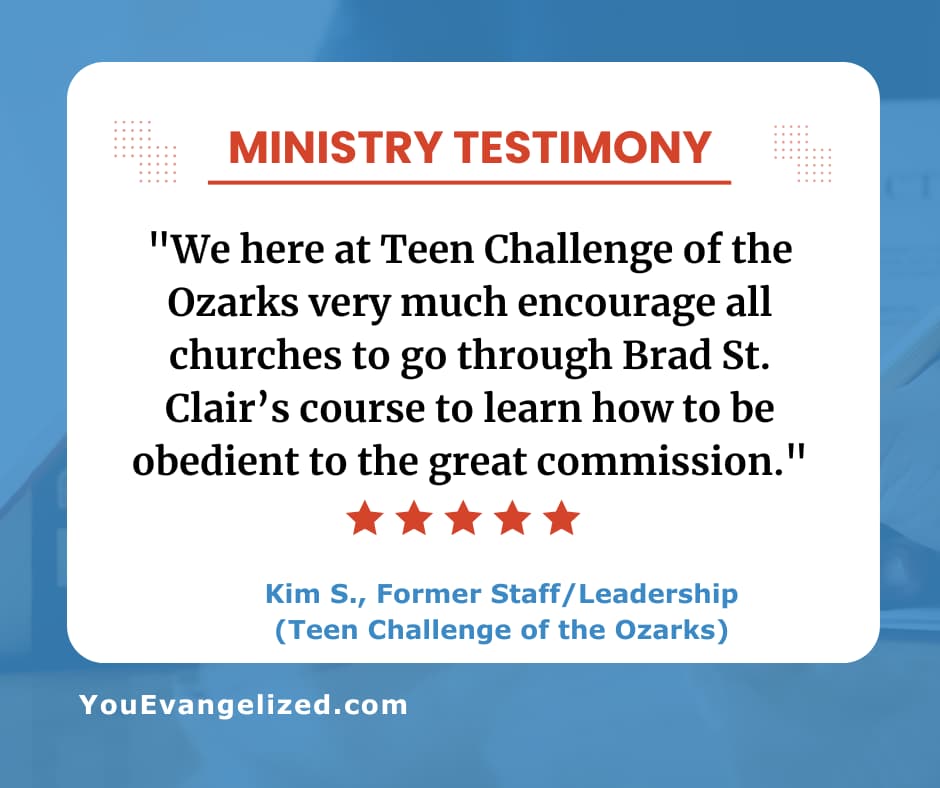 Kim S. testimony encouraging churches to take Brad St. Clair's evangelism course Kim S. testimony encouraging churches to take Brad St. Clair's evangelism course